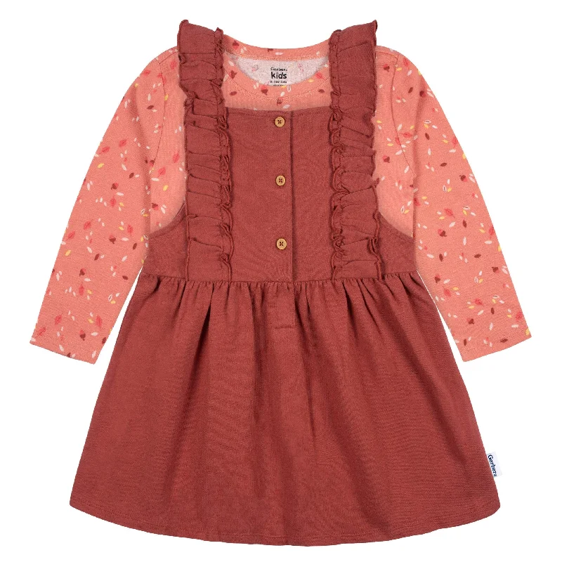 2-Piece Infant & Toddler Girls Orange Leaves Jumper & Top Set