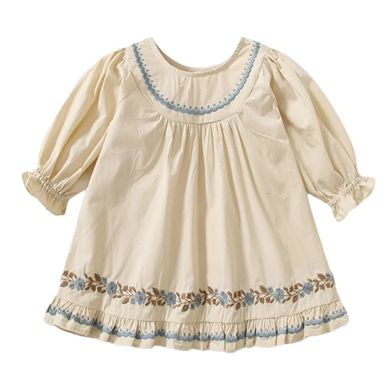 Baby Kid Girls Flower Embroidered Dresses Wholesale 230114144