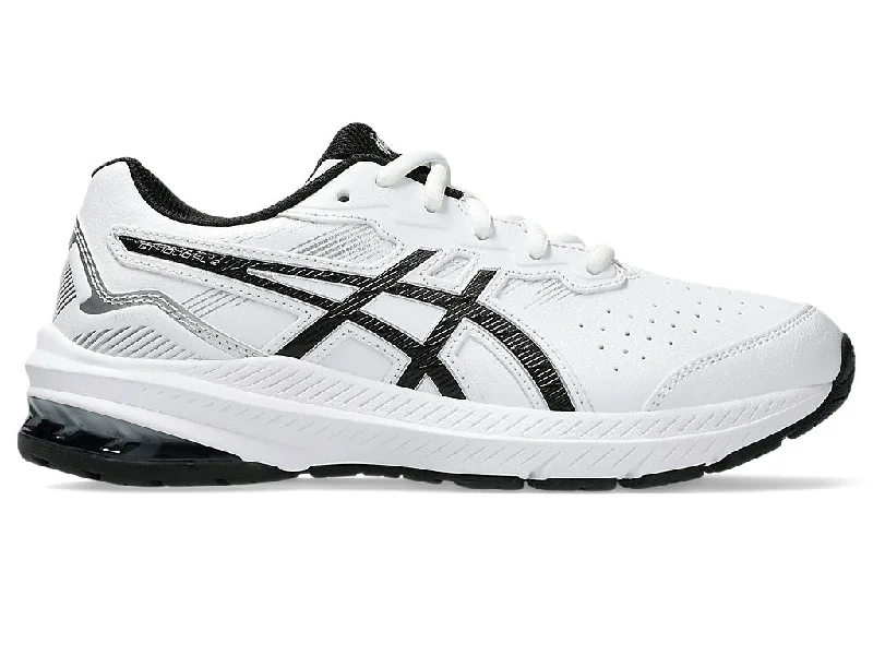 ASICS KID'S GT-1000 LEATHER 2 GS WHITE/BLACK RUNNING SHOES