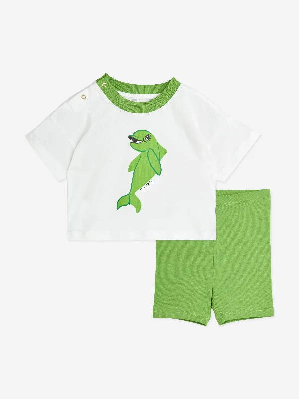 Mini Rodini Baby Dolphin Short Set in Green