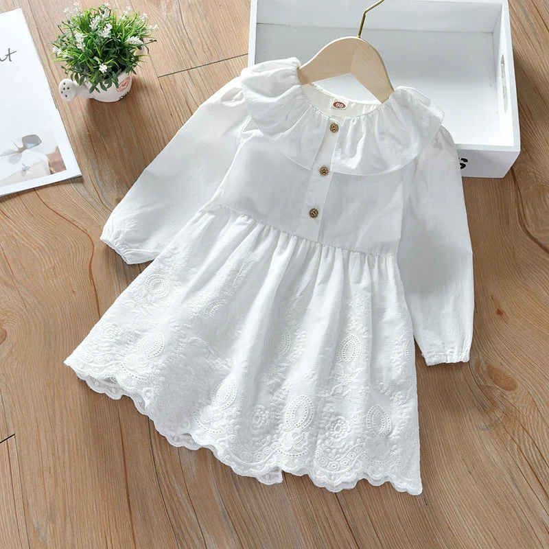 Baby Kid Big Kid Girls Solid Color Embroidered Dresses Wholesale 220411155