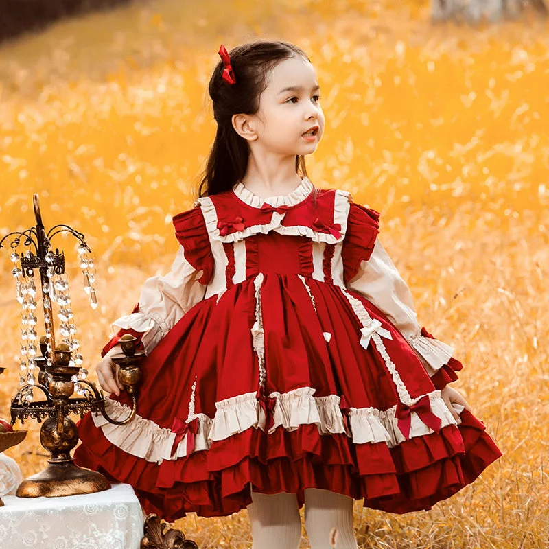 Baby Kid Girls Color-blocking Bow Birthday Party Dresses Princess Dresses Wholesale 211115674