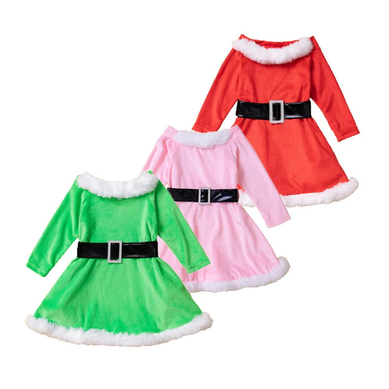 Baby Kid Girls Color-blocking Christmas Dresses Wholesale 220914462