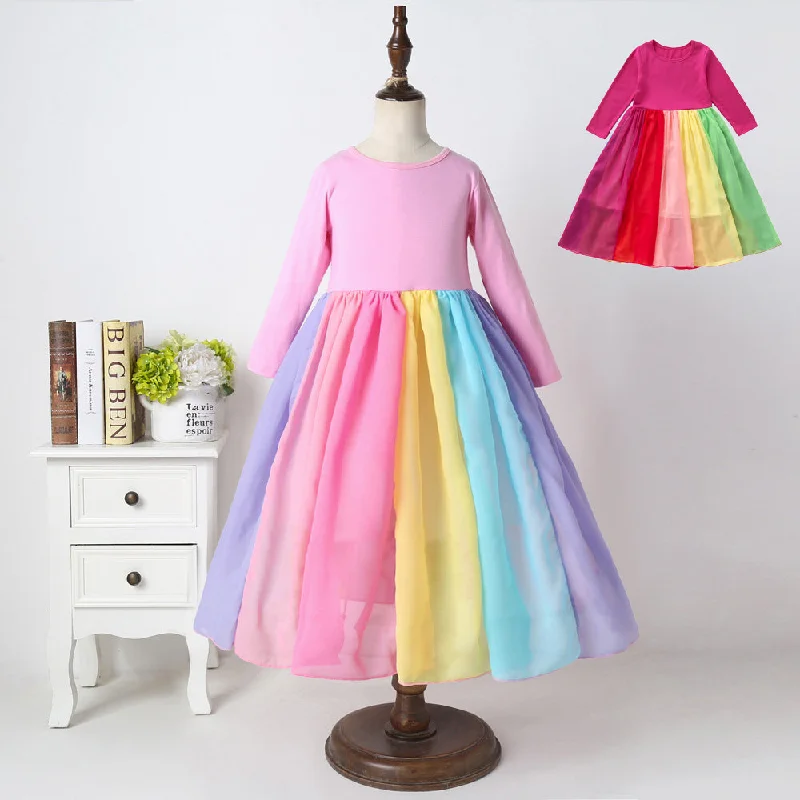 Baby Kid Girls Rainbow Dresses Wholesale 22061013