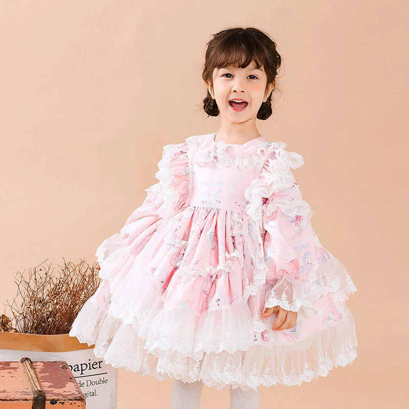 Baby Kid Girls Solid Color Bow Lace Dressy Dresses Princess Dresses Wholesale 211115723