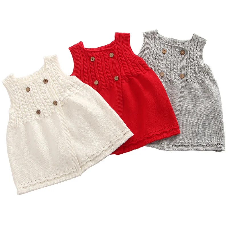 Baby Kid Girls Solid Color Crochet Dresses Wholesale 22120682