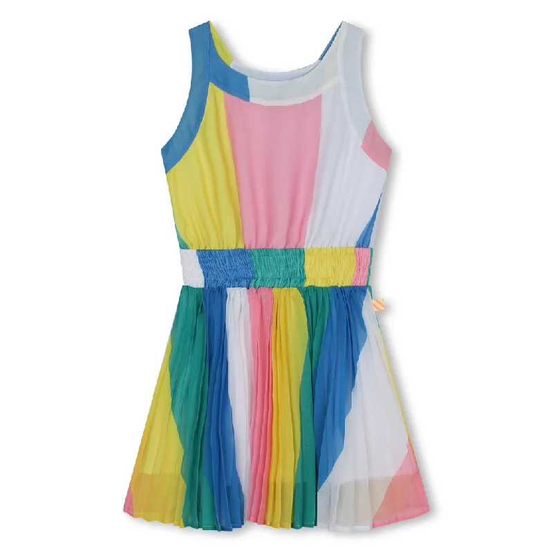 Multicolor Striped Crepe Dress