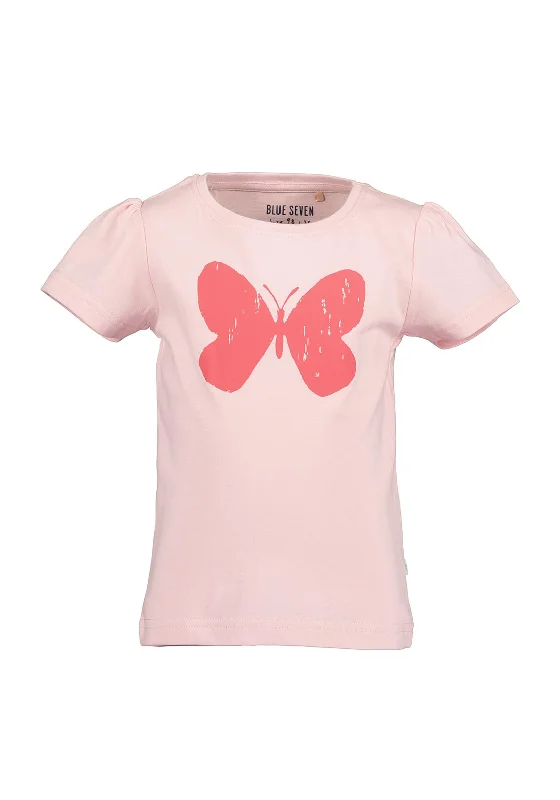 Blue Seven Girl Butterfly Short Sleeve Tee, Pink