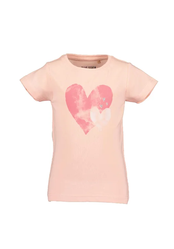 Blue Seven Girl Short Sleeve Heart Tee, Pink