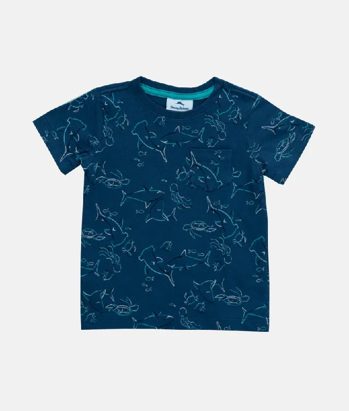 Blue Shark Print Boys T-Shirt