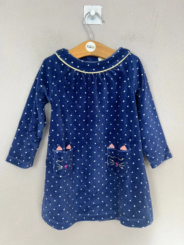 Boden navy velour dress 12-18m