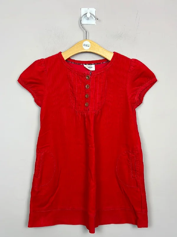 Boden red cord dress 5-6y