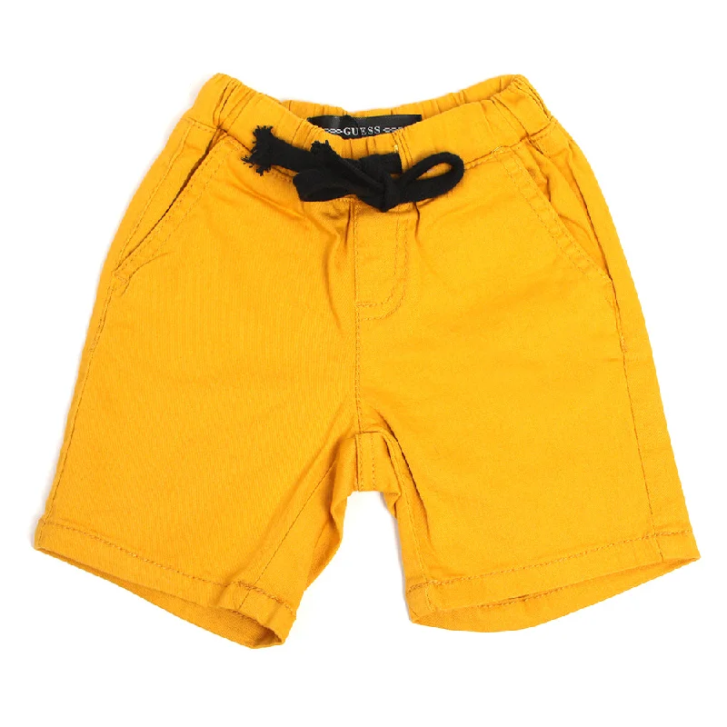 Boys Cotton Plain Short - Mustard