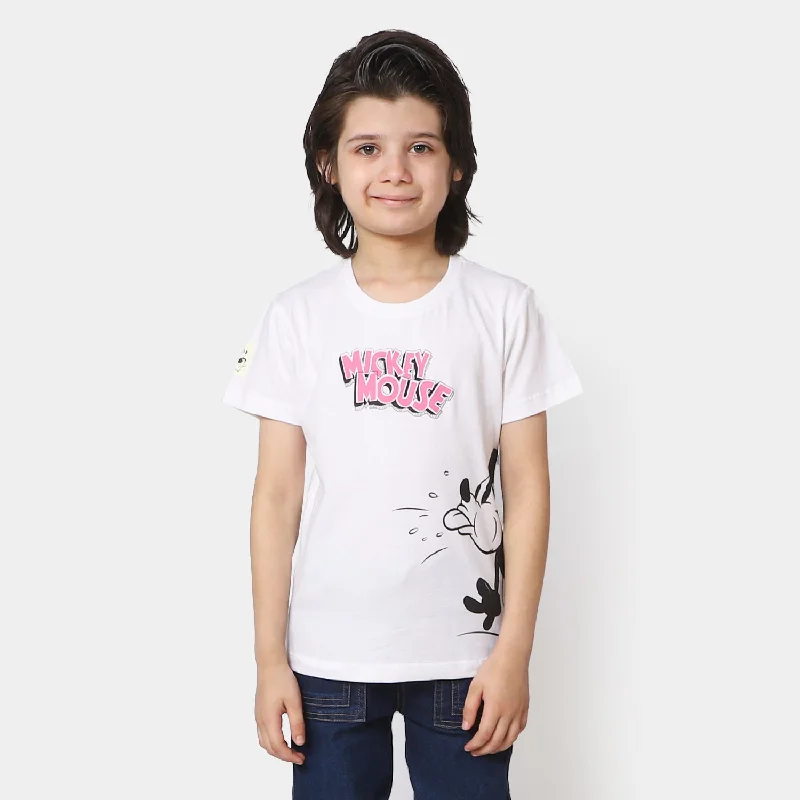 Boys Cotton T-Shirt Character | White