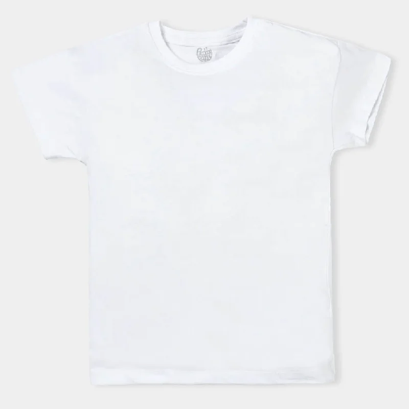 Boys Premium Lycra Jersey T-Shirt Basic-White