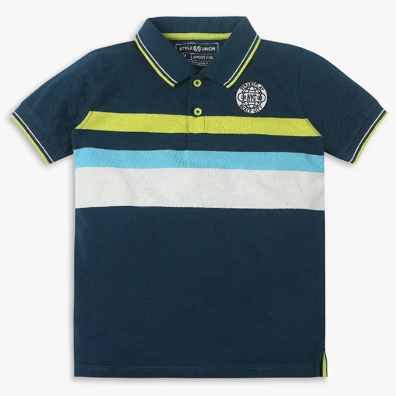 Boys Regular Fit Striped Polo T-Shirt