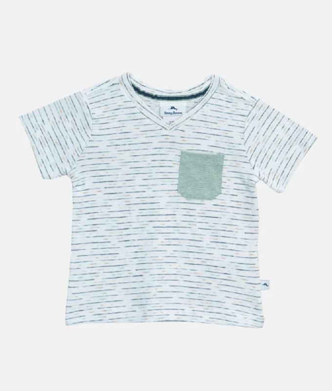 Boy's T-Shirt  White Striped Crew