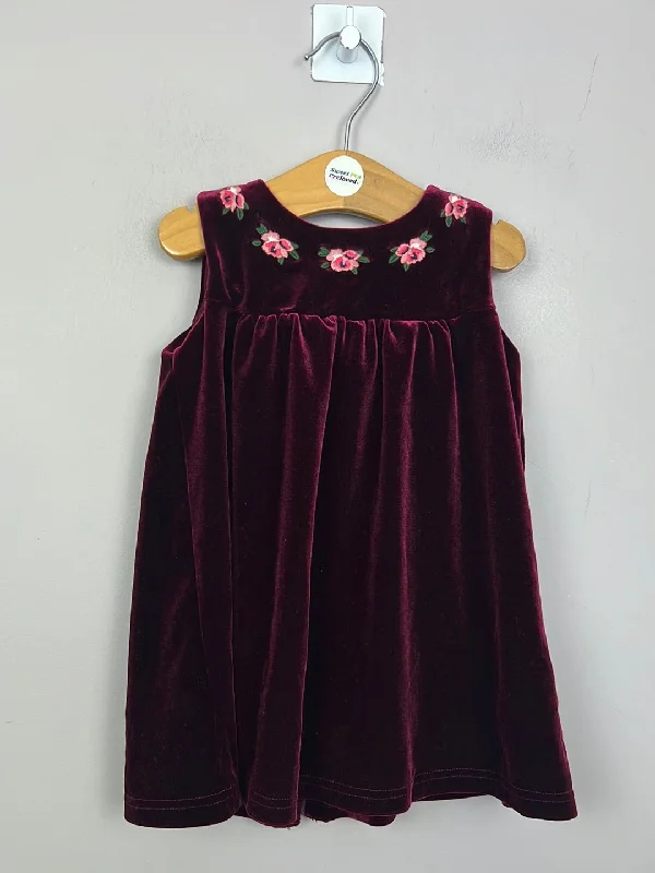 Cath Kidston Burgundy Velvet Dress 6-9m