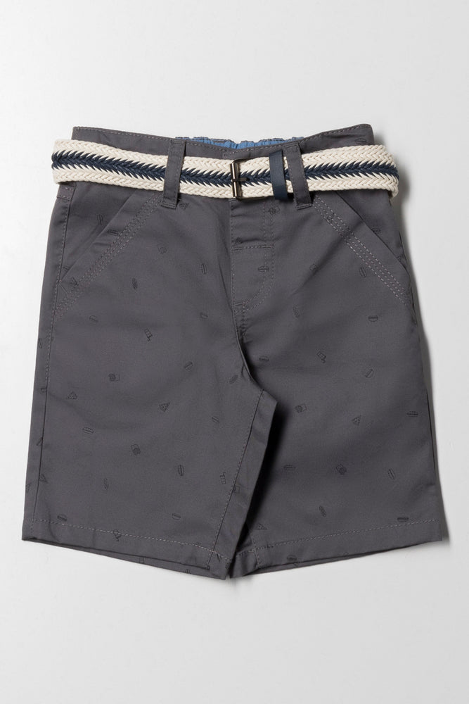 Chino Shorts with Belt Charcoal