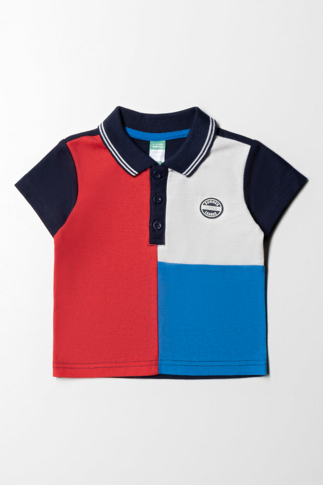 Colour Block Golfer Red, Navy, Blue And Cream