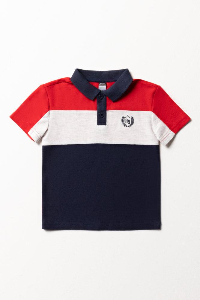 Colourblock Golfer Navy & Red