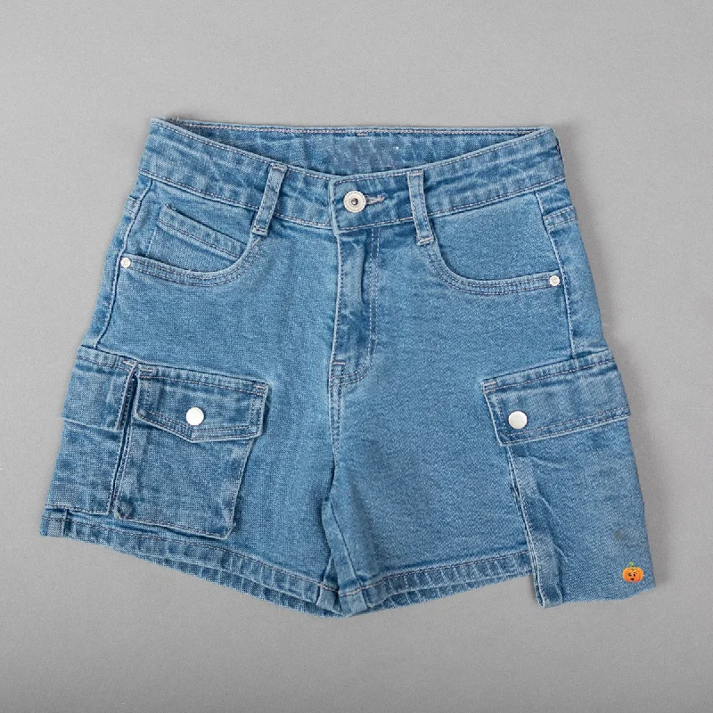 Denim Cargo Girls Shorts