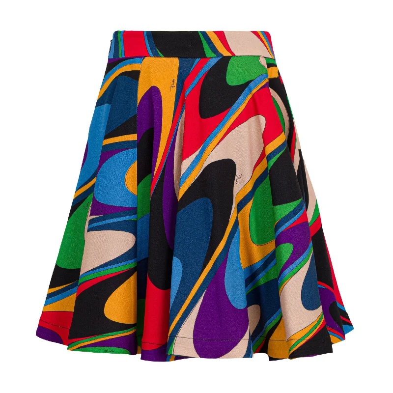 Onde Print Viscose Skirt