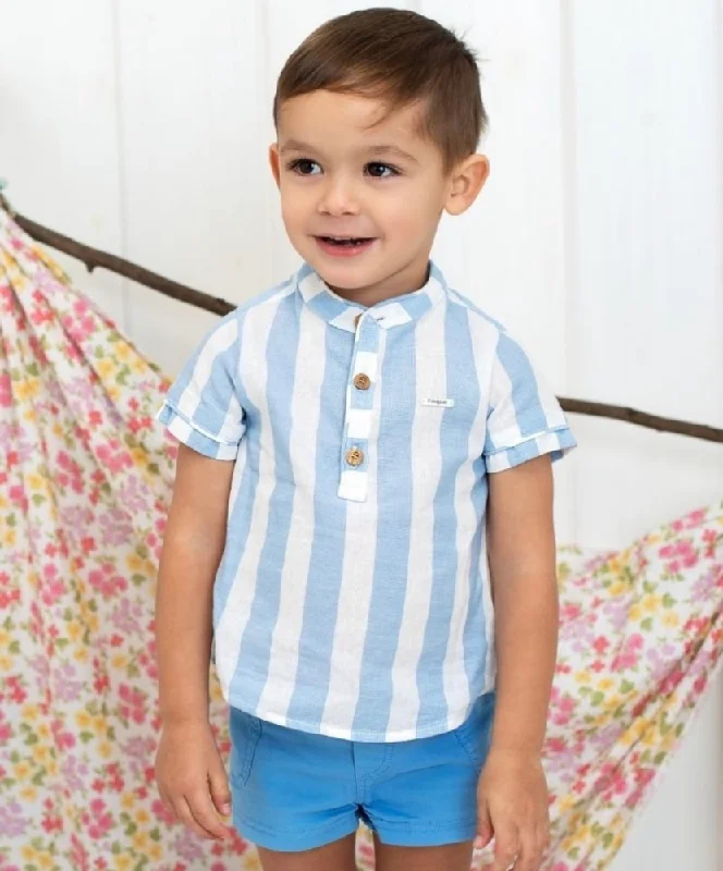 Foque Boys Blue Striped Shorts Set