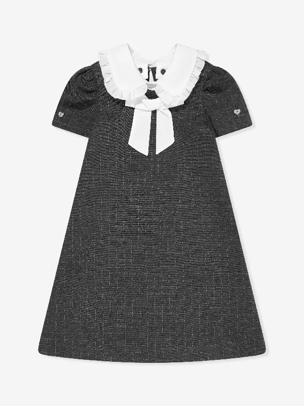 Monnalisa Girls Check Milano Punto Dress in Grey