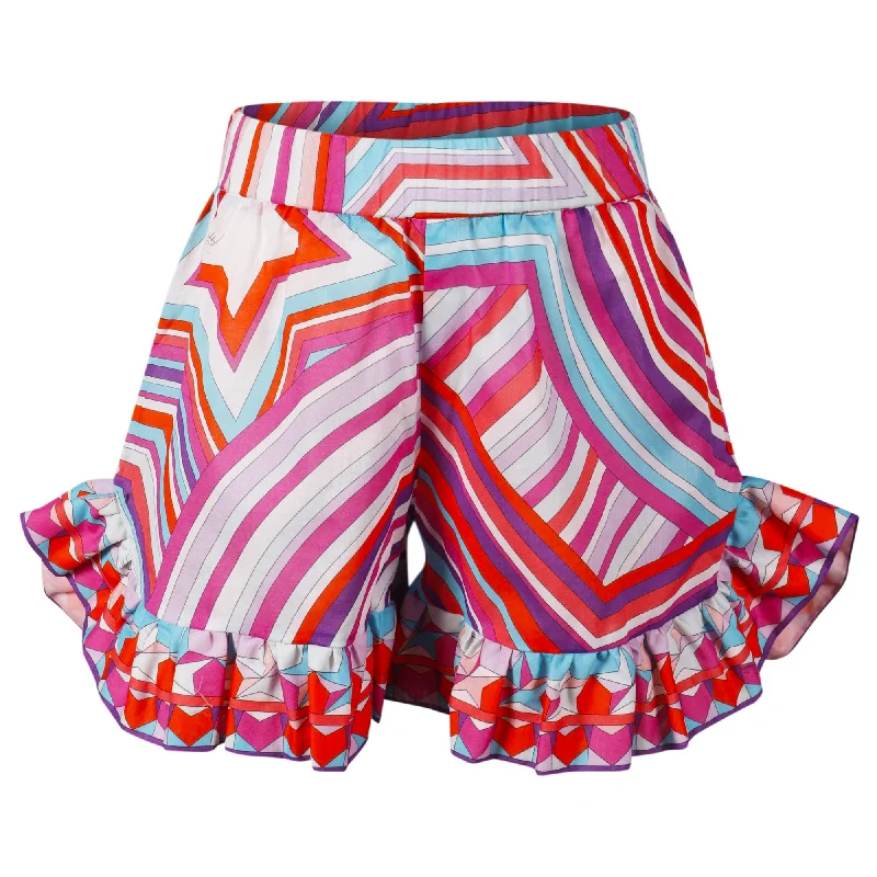 Girls Colorful Geometric Print Shorts