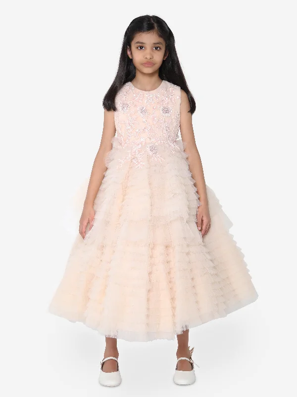 Maison Ava Girls Coralie Dress in Blush