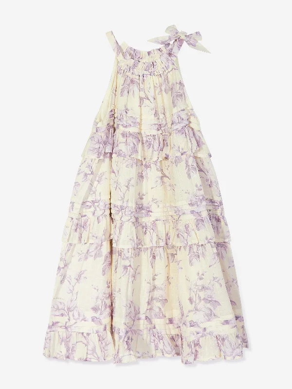 Zimmermann Girls Floral Halliday Swing Dress in Yellow