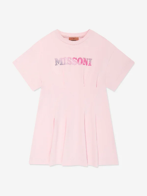 Missoni Girls Logo Jersey Dress in Pink