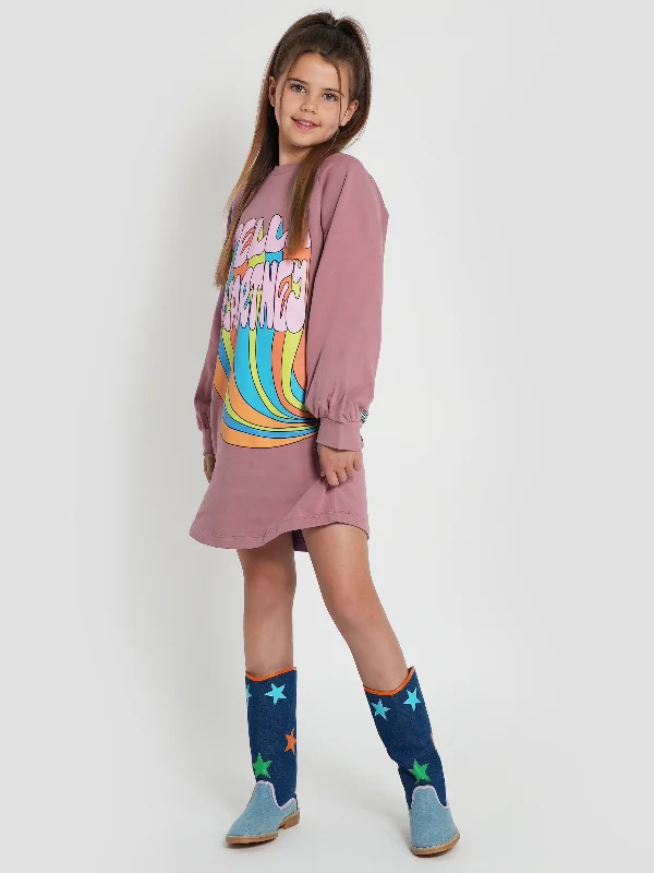 Stella McCartney Girls Logo Sweater Dress in Purple