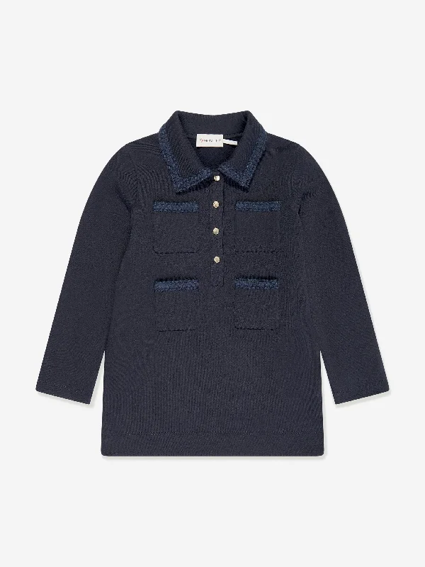 Moncler Enfant Girls Pocket Polo Dress in Navy