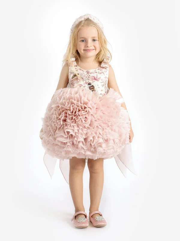 Maison Ava Girls Pomme Dress in Blush