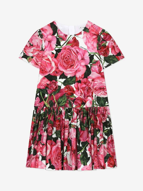 Dolce & Gabbana Girls Rose Shirt Dress in Pink