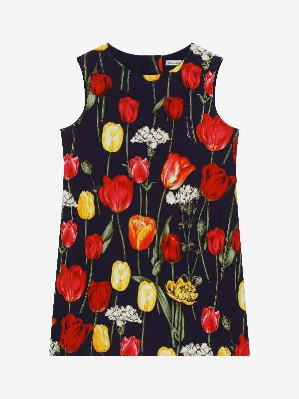 Dolce & Gabbana Girls Sleeveless Tulip Dress in Multicolour