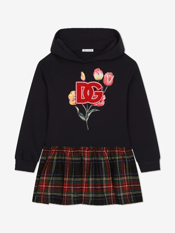 Dolce & Gabbana Girls Tartan Tulip Sweater Dress in Multicolour