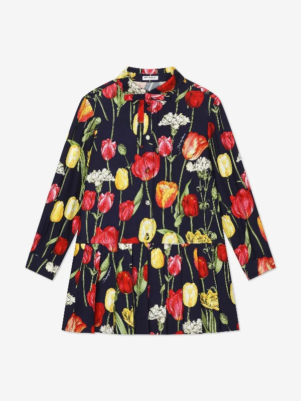 Dolce & Gabbana Girls Tulip Print Dress in Multicolour