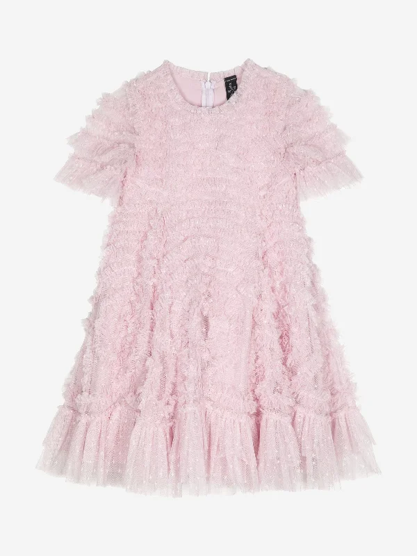 Needle & Thread Girls Verity Ruffle Dress in Pink