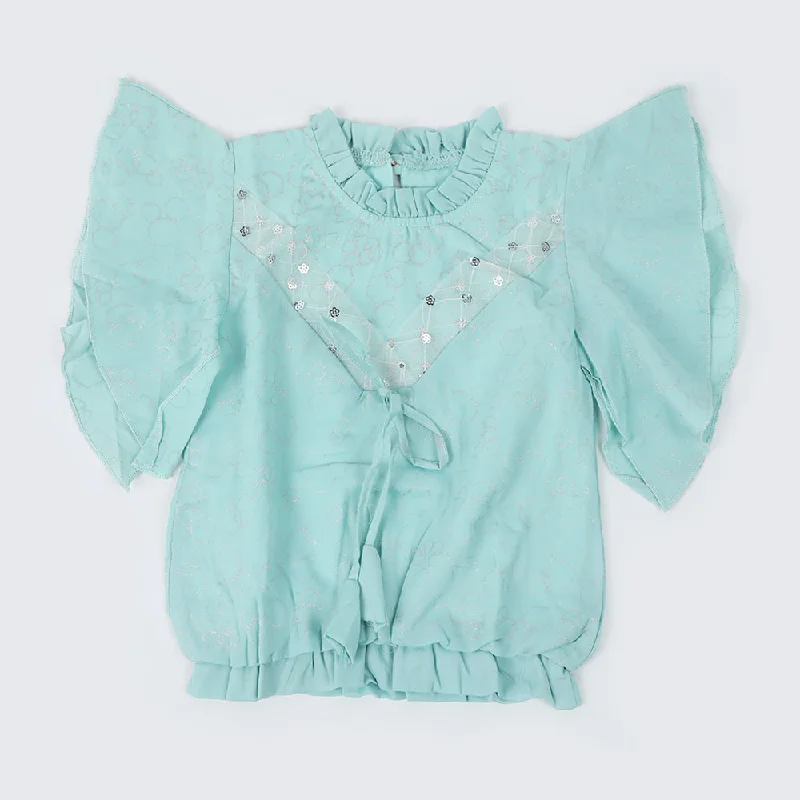 Girls Western Top - Cyan