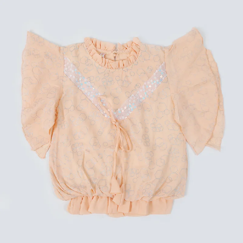 Girls Western Top - Peach