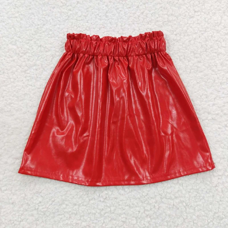 GLK0011 Baby Girl Red Leather Skirt