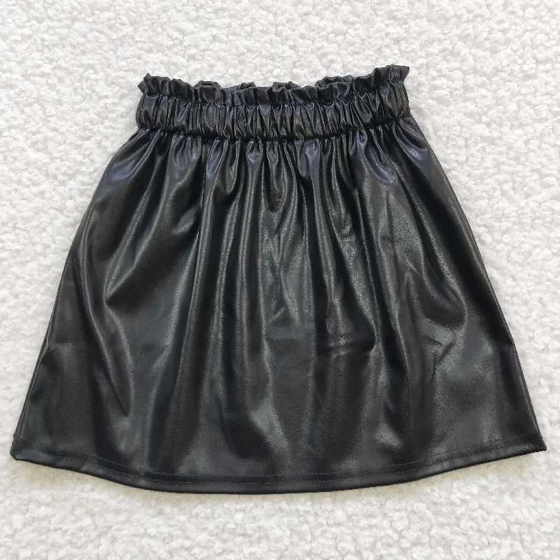 GLK0013 Baby Girl Black Leather Skirt