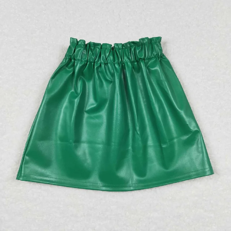 GLK0018 Baby Girl Green Leather Skirt