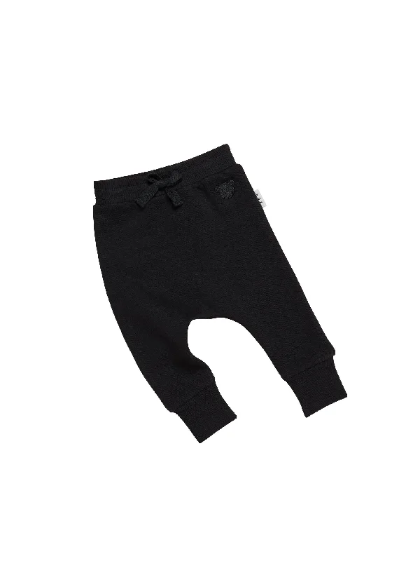 HUXBABY BLACK FLEECE DROP CROTCH PANT