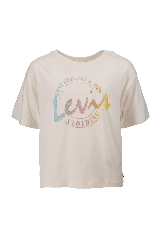 Levi’s Girls Meet and Greet Short Sleeve Tee, White Alyssum