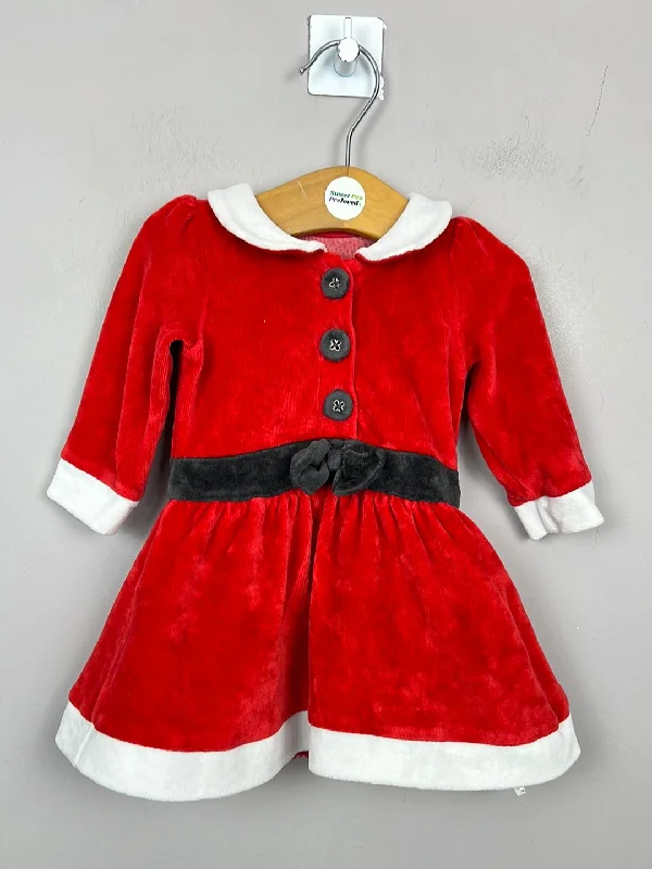 M&S Christmas Velvet Dress 0-3m