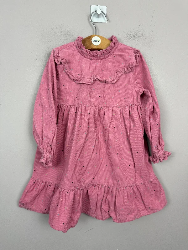 M&S pink cord tiered dress 2-3y